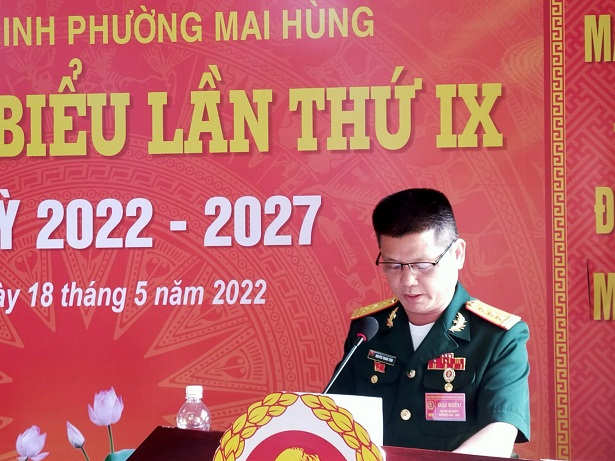 Đ/c Nguyễn Thanh Tĩnh, Chủ tịch Hội CCB phường báo cáo tổng kết nhiệm kỳ